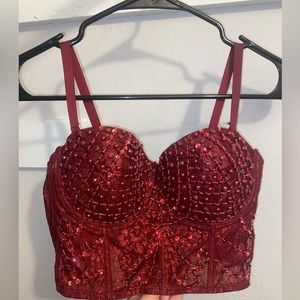 Red/ burgundy bustier top from Windsor  Size L